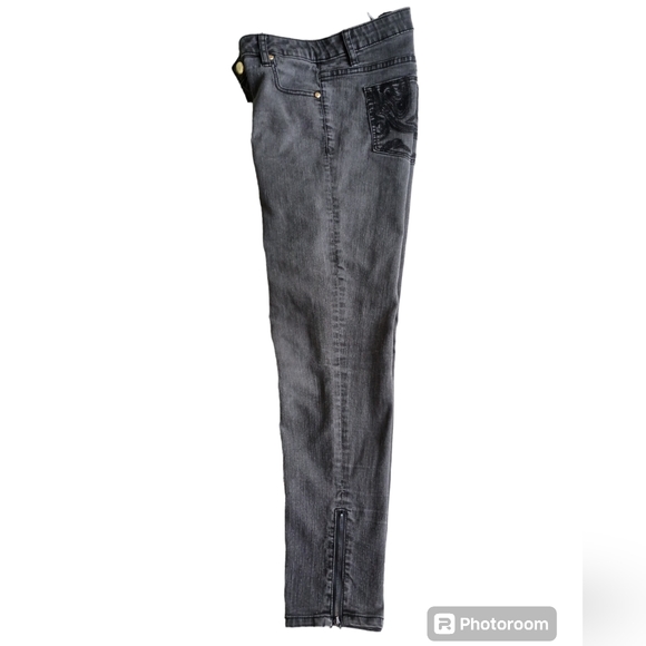Cache Skinny Jeans Zip Ankle BLACK Denim Stretch 5 Pocket Size 10 - Picture 6 of 9